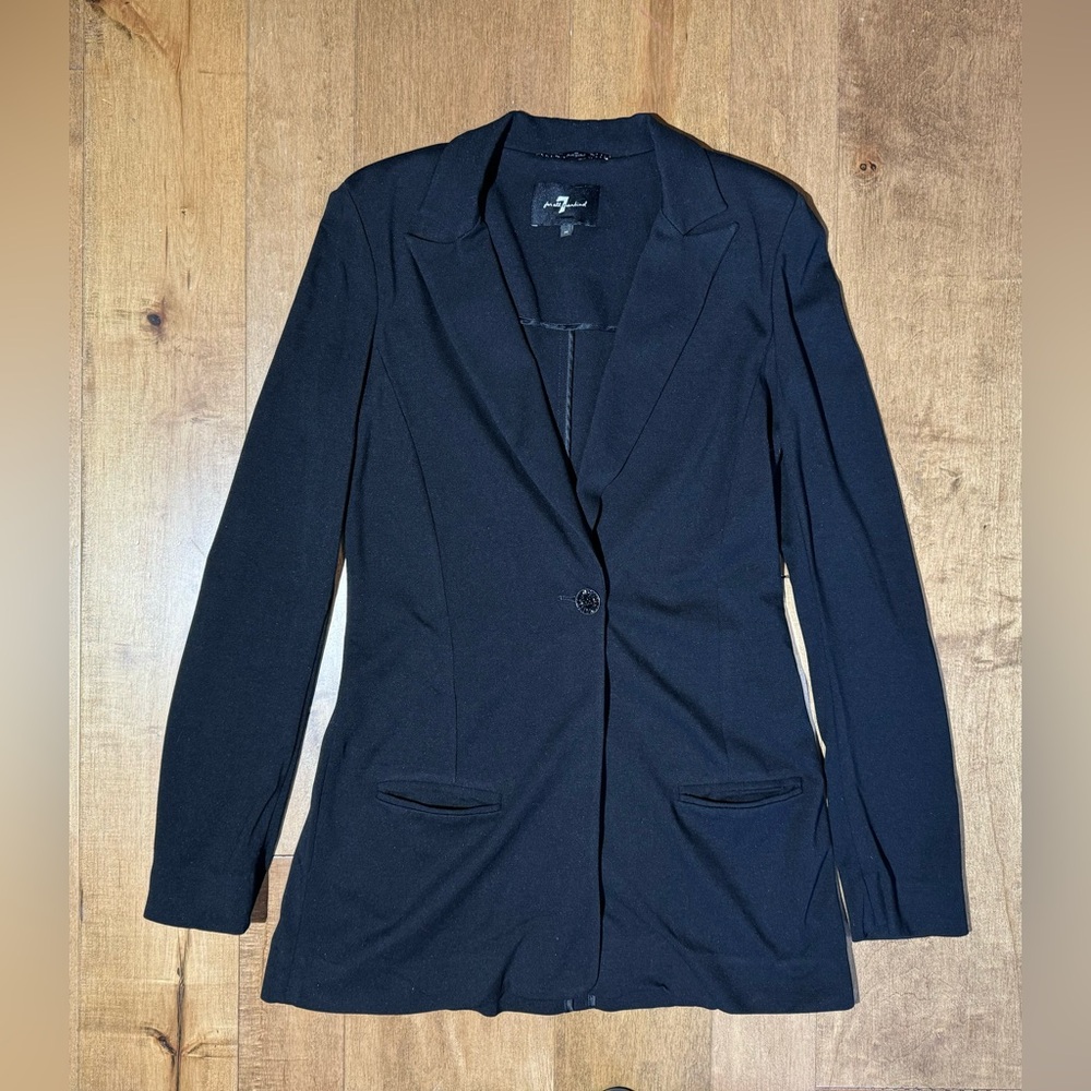 7 For All Mankind Womens Medium Jacket Black Knit Single Breasted Coat